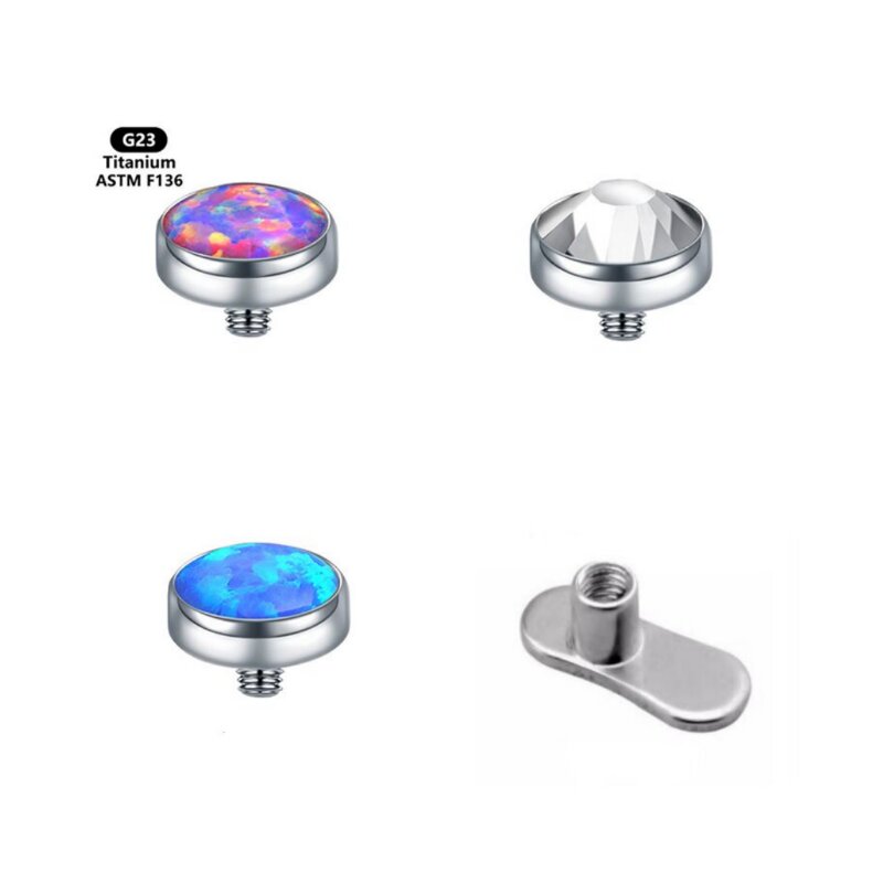 Wholesale titanium Opal Surface 16g G23 Anchor Titanium Internally Threaded  Dermal Anchor Accessories Base Hypoallergenic Piercing Jewelry