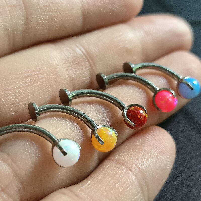 Wholesale titanium F136 Titanium Internal Thread Curved Rod Earrings Navel  Rings Piercing Abdominal Protein Stone floating navel rings