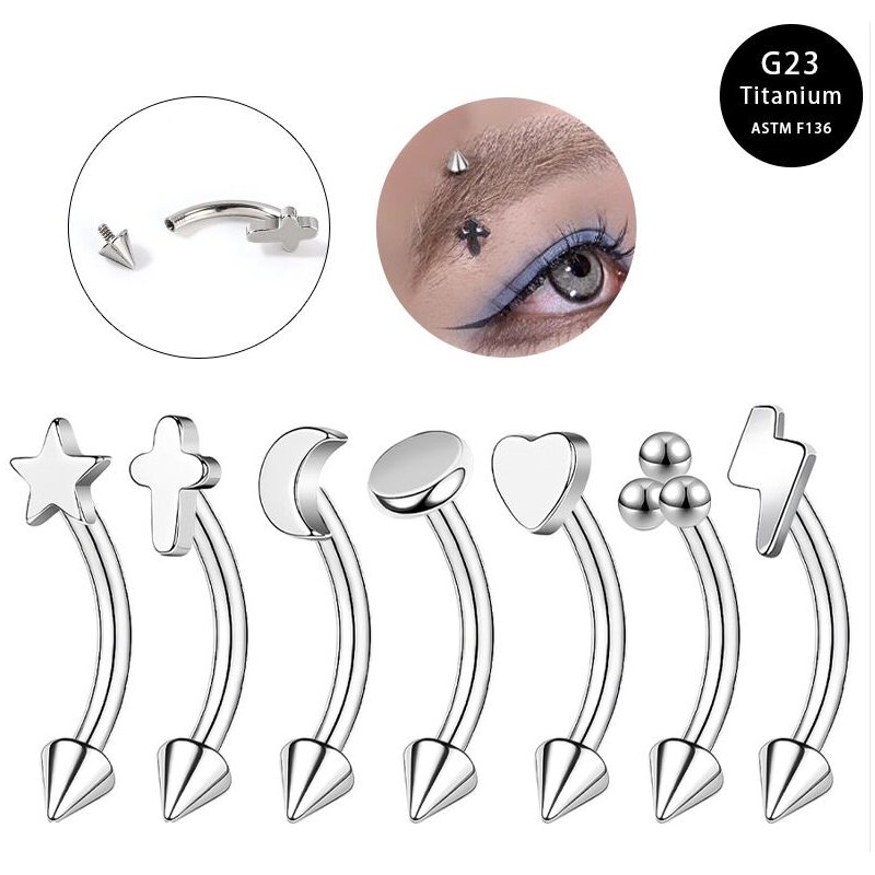 Wholesale titanium Piercing G23 Titanium Banana Curved internal threaded rook piercing  eyebrow rings Belly Ring Earring Piercings Jewelry