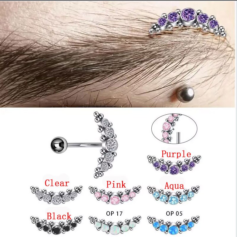 Wholesale titanium G23 Ti Internal Threaded Earring/Alexandrite Curved Barbell  Earring/Eyebrow Ring Belly Button Ring/Snug Body Piercing Jewelry