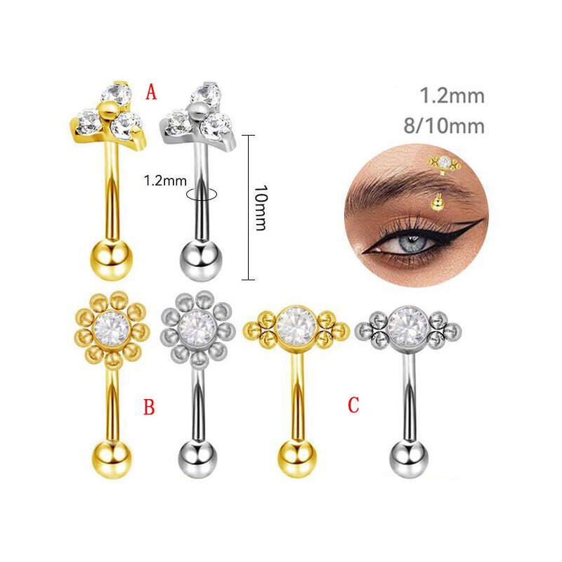 Wholesale titanium G23 Titanium internal threaded Flower Rook Piercing Curved  Barbell Earring Ear Wheel Nails Ear Bone Nails Piercing Jewelry