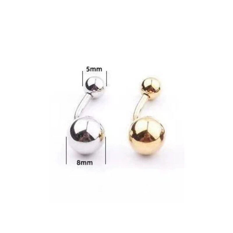 Wholesale 316L Piercing 1PC Stainless Steel Pierced Navel Ring Double ball electroplated navel ring puncture jewelry