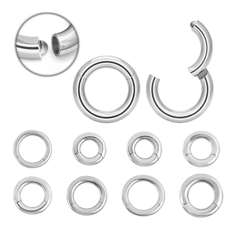 Wholesale 316L surgical steel Big guage Principe alberto hinged segment  rings Plated Circle Earring  Nose Ring Body Piercing Jewelry