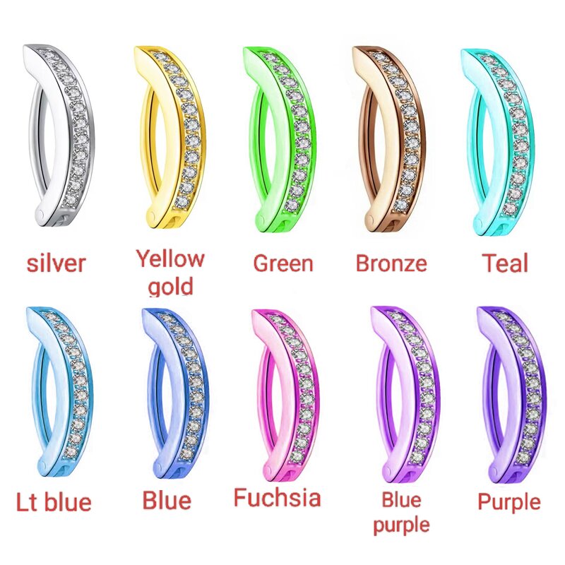 Wholesale Implant Grade Titanium F136 Belly Button Ring Septum Ring  clip Anodized Navel clickers Curved Barbell Piercing Body Jewelry