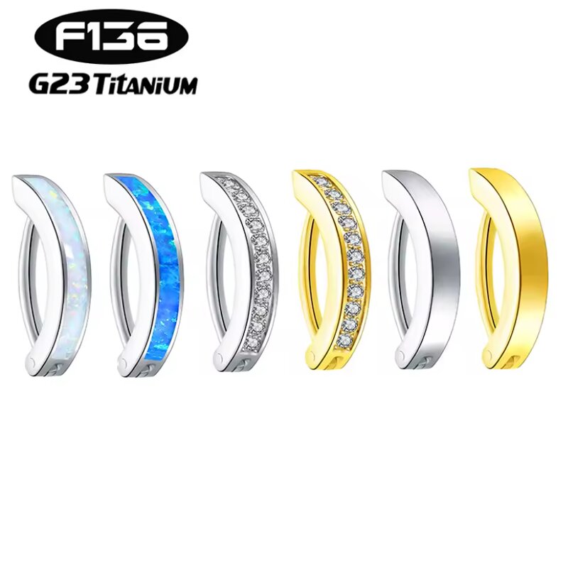 Wholesale F136 Titanium 14G Implant Grade clip Septum Ring Belly  Clip Navel clickers belly button Ring Curved Barbell Piercing Jewelry