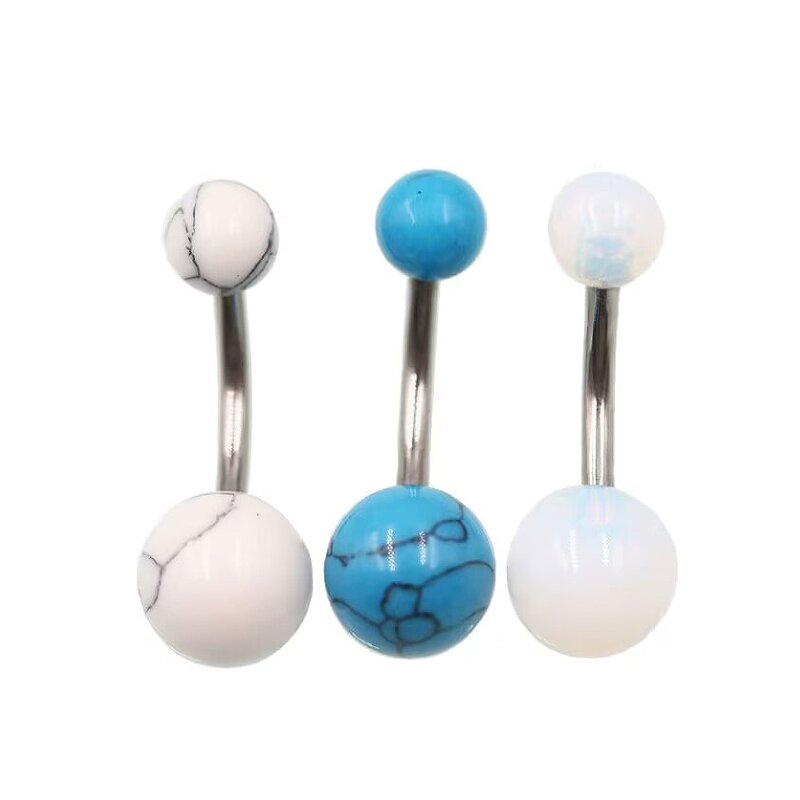 Wholesale TITANIUM F136 External thyreaded natural stone fancy  Belly Navel Ring Belly Button Ring  New style Body Piercing Jewelry