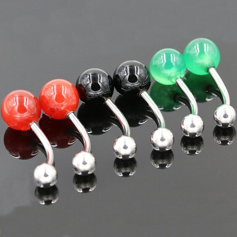 Wholesale Piercing Sexy TITANIUM F136 natural agate Barbell External  thyreaded Piercing fashion Navel Belly button Body Jewelry