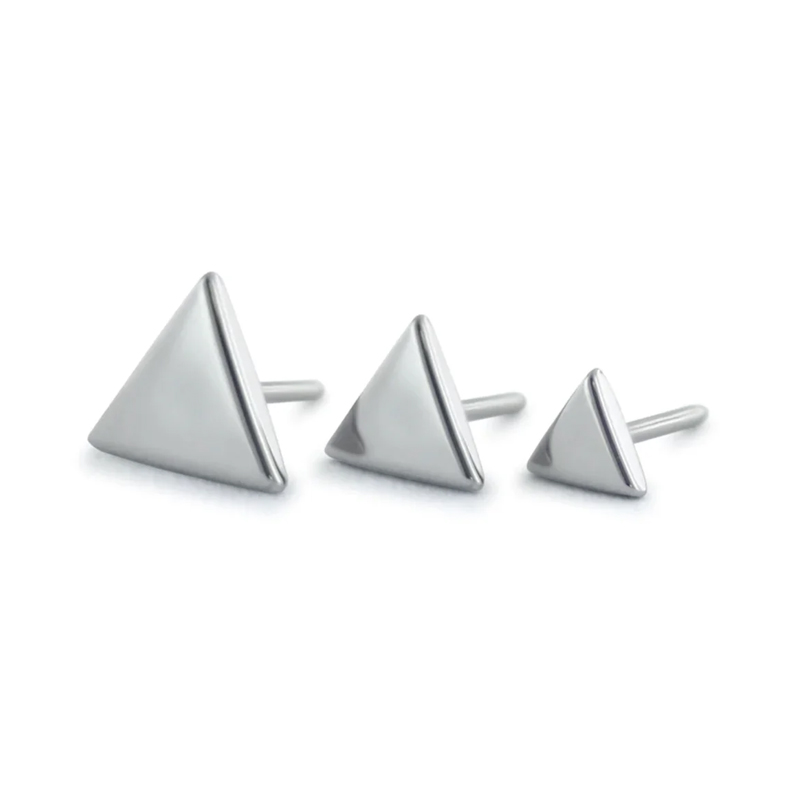 Non Threaded Triangular Ear Nail End Wholesale F136 Titanium Push in Nose Nail Ear Screen Puncture