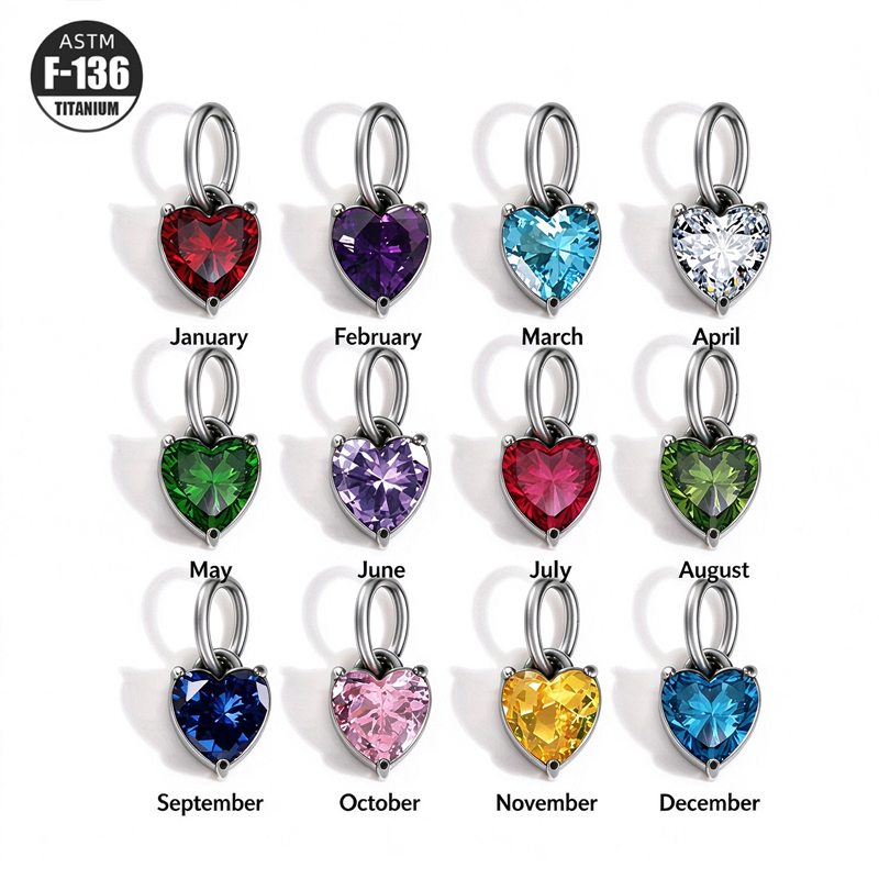 G23 Titanium Heart Shaped Zircon Dangle Part Wholesale O-shaped Earring Accessories