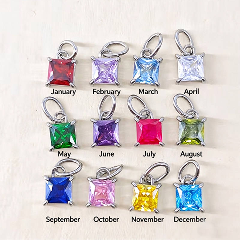 Wholesale December Birth Stone Dangle Part G23 Titanium Square Zircon Earring Accessories