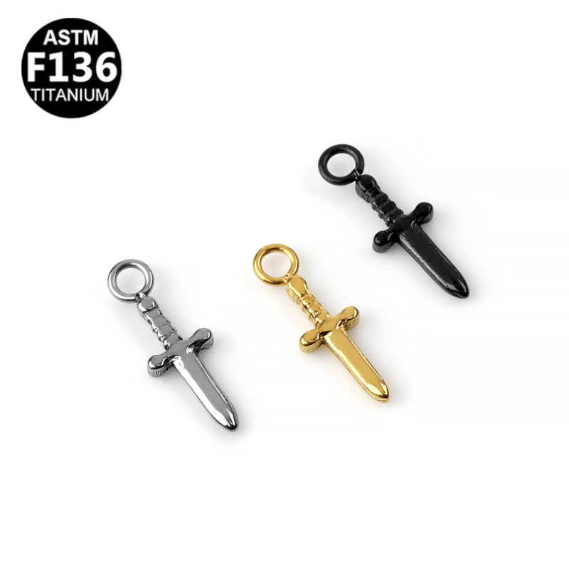 Implant Grade Dagger Pendant Wholesale G23 Titanium Earring Dangle Part