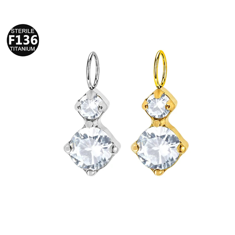 Wholesale Customized G23 Titanium Double Round Zircon Earring Pendant