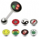 Wholesale uv acrylic logo tongue ring piercing