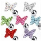 wholesale crystal butterfly tongue barbell ring