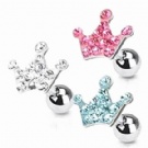 wholesale crystal crown tongue barbell ring