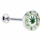 wholesale crystal leaf barbell tongue ring