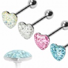 wholesale crystal heart tongue ring piercing