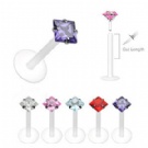 wholesale square zircon stainless steel lip rings