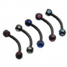 wholesale plated black crystal eyebrow rings