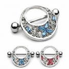 wholesale crystal butterfly nipple ring