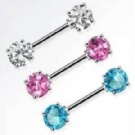 wholesale stainless steel crystal nipple ring