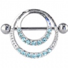 wholesale double crystal nipple ring shield