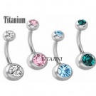 Wholesale titanium double gem navel rings