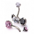 Wholesale titanium double zircon navel rings