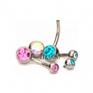 Wholesale titanium internal threaded double gem navel rings