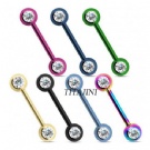 Wholesale titanium colored faced gem barbell piercing