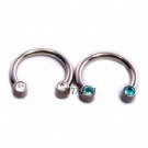 Wholesale titanium faced gem circular barbell piercing
