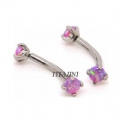 Wholesale titanium internal threaded opal banana eyebrow rings