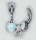 Wholesale titanium internal threaded opal prong set navel rings