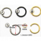 Wholesale titanium jeweled flat bcr piercing rings
