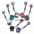 Wholesale titanium double zircon navel rings