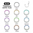 Astm F136 Titanium Hinged Segment Hoop Rings Luxury Square Zirconia Nose Rings Nose Septum Earring Body Piercing Jewelry