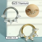 1Pc G23 Titanium Septum Clicker Nose Hoop Hinged Segment Hoop Rings 16G Pear CZ  Septum Rings  Piercing Earring Body Jewelry