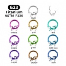 1PC G23 Titanium Zircon Hinged segment rings Solid Leaf Nose Ring Piercing Septum 16G Helix Earring