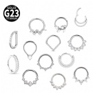 ASTM F136 G23 Titanium Hinged segment rings Round Septum Clicker Nose Rings Ear Tragus Cartilage Helix Piercing Jewelry