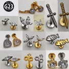 1Pc ASTM F136 G23 Titanium Threadless Piercing Pin Push in labret with clear gem Tongue Ring Earrings 16G Cartilage Body Jewelry