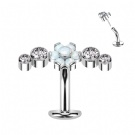 Wholesale G23 Titanium Threadless Push in CZ Crystal and Opal Flower Floating Belly Button Ring for Weddings Gift