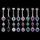 Wholesale Custom F136 Titanium Implant Grade Zirconia Dangling Navel Ring Internally Threaded CZ Belly Button Ring