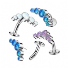 Wholesale Custom G23 Titanium Threadless Push in Type Curve Floating With 5 Round Opal Belly Button Ring