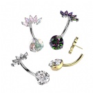 Wholesale Custom F136 Titanium Threadless Push in CZ Crystal Belly Button Ring Piercing Marquise Cut Zirconia Navel Ring
