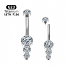 Wholesale G23 Titanium Internally Threaded 3 Round Cubic Zirconia Navel Curve Belly Piercing Jewelry Unisex