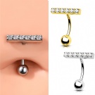 Wholesale G23 Titanium Alloy Threaded Navel Ring One Line Navel Nail Zircon Curved Rod Navel Piercing Jewelry