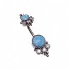 Wholesale G23 Titanium Internal Threaded Bent Rod Opal Cluster Navel Rings Bending Rod Abdomen Body Piercing Jewelry