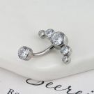 Wholesale G23 Titanium Internal Thread Curved Navel Belly Button Piercing Ring with 5  Rotundity Crystal Hanging Belly Button