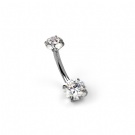 Wholesale Customized F136 Titanium Internal Thread Round Double Headed Four Claw Inlaid Moissanite  Belly Button Ring