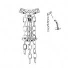 Wholesale ASTM F136  Push in Type Top Cartilage Banana Floating Navel Rings Piercing Jewelry 5 Zircon Chain Dangle Earrings